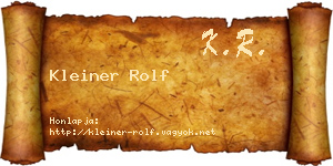 Kleiner Rolf névjegykártya